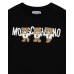 MOSCHINO MAXI T-SHIRT UNISEX IN COTONE A MANICA CORTA BLACK CON LOGO LETTERING WHITE E TEDDY BEAR	