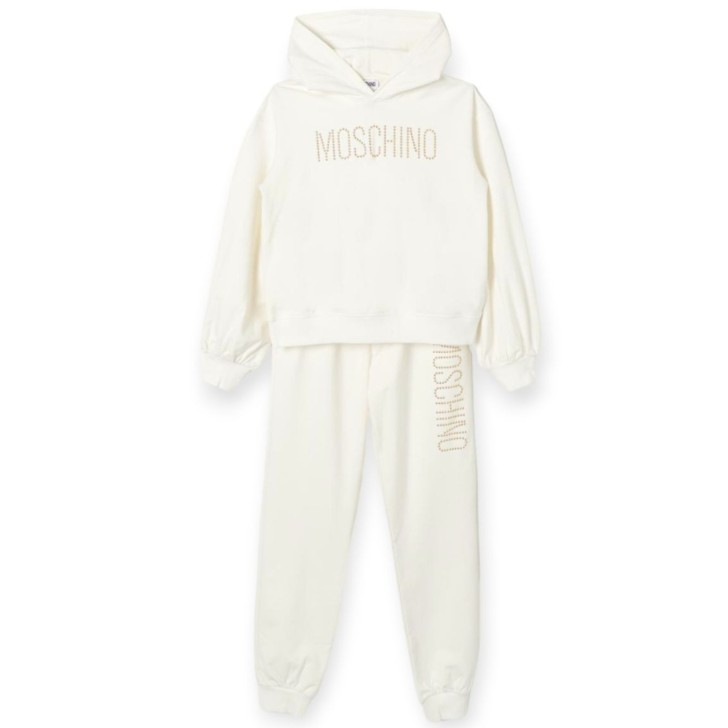 MOSCHINO COMPLETO FELPA+PANTALONE IN COTONE WHITE