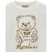 MOSCHINO MAGLIA A MANICA LUNGA IN COTONE WHITE CON MAXI TEDDY BEAR E LOGO LETTERING 