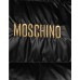 MOSCHINO GIUBBOTTO TRAPUNTATO BLACK CON CAPPUCCIO IN PELLICCIA E LOGO LETTERING RICAMATO GOLD