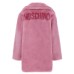 MOSCHINO CAPPOTTO A DOPPIOPETTO IN PELLICCIA ROSA CON MAXI LOGO LETTERING