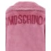 MOSCHINO CAPPOTTO A DOPPIOPETTO IN PELLICCIA ROSA CON MAXI LOGO LETTERING