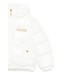 MOSCHINO GIUBBOTTO CORTO WHITE CON CAPPUCCIO E LOGO LETTERING RICAMATO GOLD	