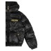 MOSCHINO GIUBBOTTO CORTO BLACK CON CAPPUCCIO E LOGO LETTERING RICAMATO GOLD