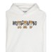 MOSCHINO FELPA UNISEX CON CAPPUCCIO IN COTONE WHITE CON LOGO LETTERING BLACK E TEDDY BEAR