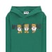 MOSCHINO FELPA UNISEX CON CAPPUCCIO IN COTONE GREEN CON LOGO LETTERING BLACK E TEDDY BEAR	