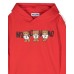 MOSCHINO FELPA UNISEX CON CAPPUCCIO IN COTONE RED CON LOGO LETTERING BLACK E TEDDY BEAR	