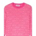 MOSCHINO MAGLIONCINO A GIROCOLLO FUCSIA CON LOGO LETTERING ALL OVER 