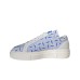 PACIOTTI SNEAKER IN LEATHER WHITE CON STAMPA PUGNALE BLU ELETTRICO ALL OVER 