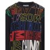 MOSCHINO FELPA A GIROCOLLO IN COTONE UNISEX BLACK CON MAXI LOGO LETTERING MULTICOLOR ALL OVER