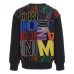 MOSCHINO FELPA A GIROCOLLO IN COTONE UNISEX BLACK CON MAXI LOGO LETTERING MULTICOLOR ALL OVER