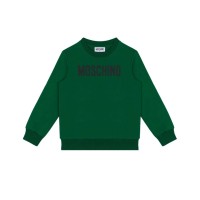 MOSCHINO FELPA UNISEX A GIROCOLLO IN COTONE GREEN CON LOGO LETTERING BLACK