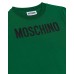 MOSCHINO FELPA UNISEX A GIROCOLLO IN COTONE GREEN CON LOGO LETTERING BLACK