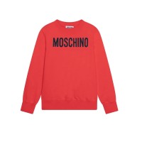  MOSCHINO FELPA UNISEX A GIROCOLLO IN COTONE RED CON LOGO LETTERING BLACK	