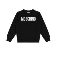 MOSCHINO FELPA UNISEX A GIROCOLLO IN COTONE BLACK CON LOGO LETTERING WHITE