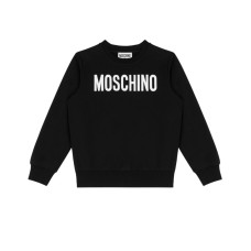 MOSCHINO FELPA UNISEX A GIROCOLLO IN COTONE BLACK CON LOGO LETTERING WHITE