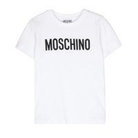 MOSCHINO T-SHIRT UNISEX A MANICA CORTA IN COTONE WHITE CON LOGO LETTERING BLACK	