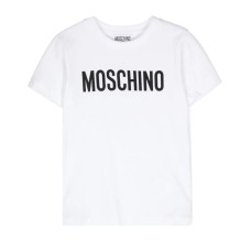 MOSCHINO T-SHIRT UNISEX A MANICA CORTA IN COTONE WHITE CON LOGO LETTERING BLACK	