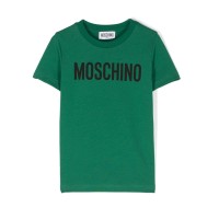 MOSCHINO T-SHIRT UNISEX A MANICA CORTA IN COTONE GREEN CON LOGO LETTERING BLACK	