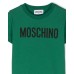 MOSCHINO T-SHIRT UNISEX A MANICA CORTA IN COTONE GREEN CON LOGO LETTERING BLACK	