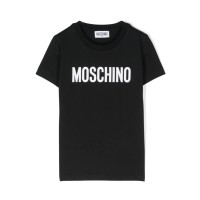 MOSCHINO T-SHIRT UNISEX A MANICA CORTA IN COTONE BLACK CON LOGO LETTERING WHITE