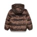 MOSCHINO GIUBBOTTO OVERSIZE UNISEX CON CAPPUCCIO BROWN CON LOGO LETTERING ALL OVER