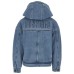 MOSCHINO GIUBBINO UNISEX IN DENIM BLU CON CAPPUCCIO E MAXI LOGO LETTERING