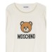 MOSCHINO MAGLIONCINO UNISEX A GIROCOLLO WHITE CON LOGO LETTERING BLACK E TEDDY BEAR