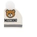 MOSCHINO CAPPELLO UNISEX WHITE CON POM POM E LOGO LETTERING CON TEDDY BEAR