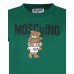 MOSCHINO T-SHIRT IN COTONE A MANICA CORTA GREEN CON LOGO LETTERING BLACK E TEDDY BEAR	