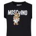 MOSCHINO T-SHIRT IN COTONE A MANICA CORTA BLACK CON LOGO LETTERING WHITE E TEDDY BEAR	