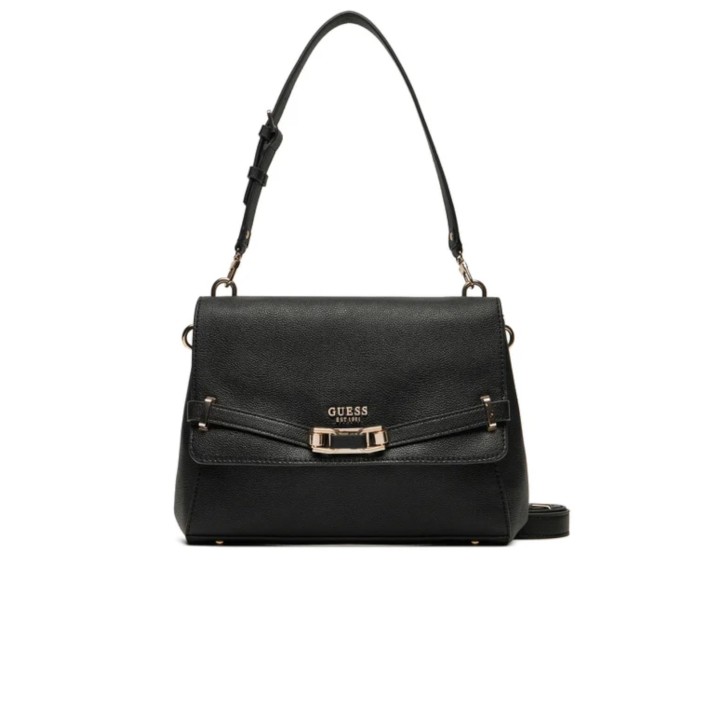 GUESS SYLVIE BORSA A SPALLA NERA IN ECO-PELLE