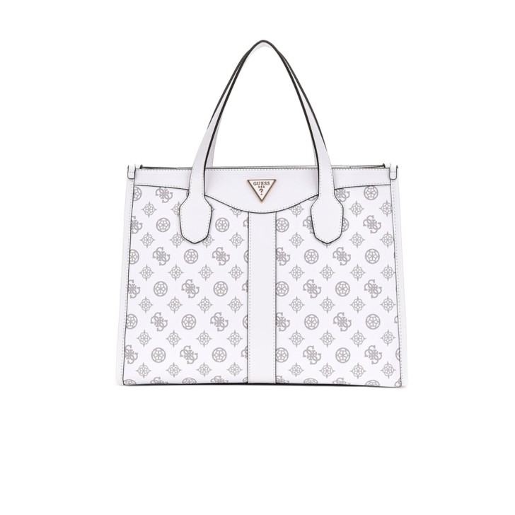 GUESS SILVANA TOTE BORSA A SPALLA BIANCA LOGO ALL-OVER 