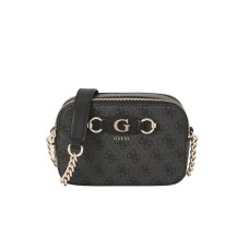 GUESS IZZY BORSA A TRACOLLA NERA CON LOGO ALL-OVER