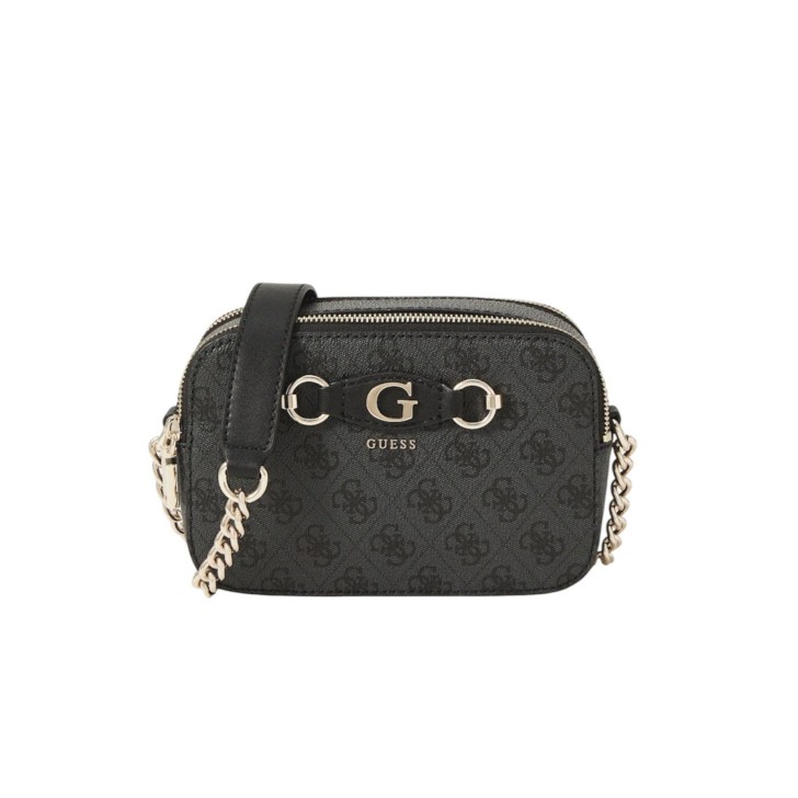 GUESS IZZY BORSA A TRACOLLA NERA CON LOGO ALL-OVER