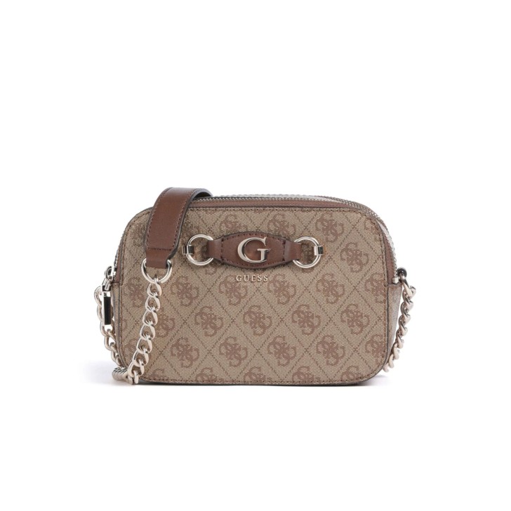 GUESS IZZY BORSA A TRACOLLA MARRONE CON LOGO ALL-OVER