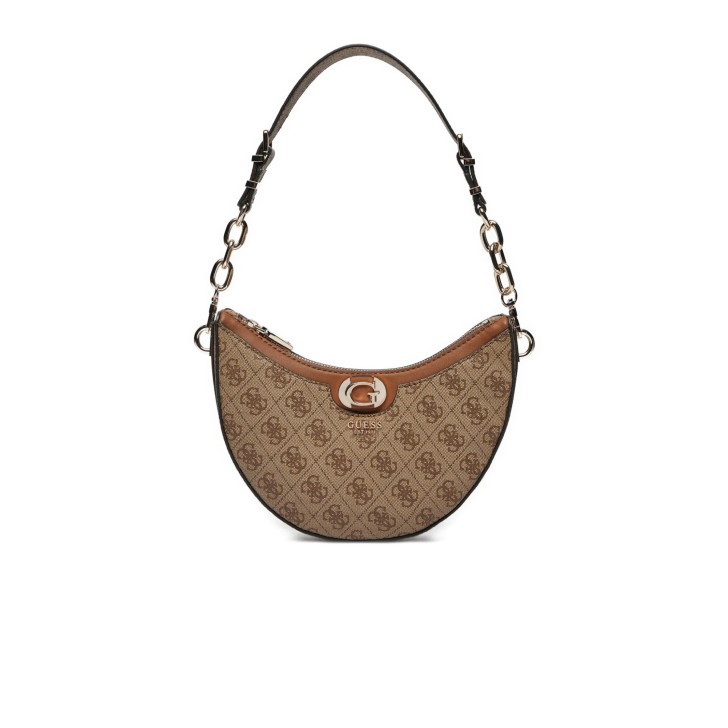 GUESS ORLINA BORSA A SPALLA CON 4G LOGO ALL-OVER MARRONE