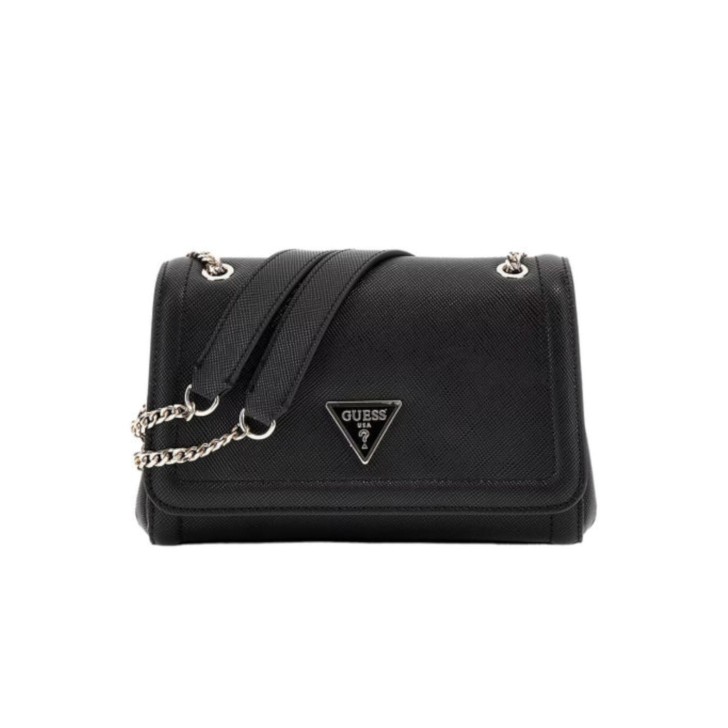 ﻿GUESS NOELLE BORSA NERA A TRACOLLA CON PATTINA 