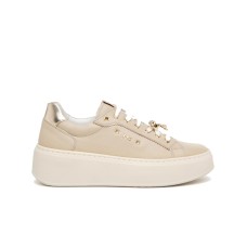 NERO GIARDINI SNEAKER IN LEATHER TOTAL BEIGE E PLATINUM