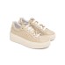 NERO GIARDINI SNEAKER IN LEATHER TOTAL BEIGE E PLATINUM