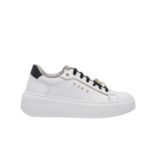 NERO GIARDINI SNEAKER IN LEATHER TOTAL WHITE, BLACK E PLATINUM