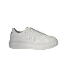 ICON SNEAKER IN LEATHER WHITE CON LOGO LETTERING 