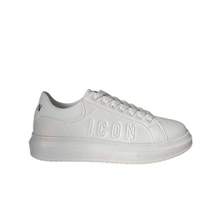 ICON SNEAKER IN LEATHER WHITE CON LOGO LETTERING 