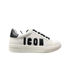 ICON SNEAKER WHITE CON PATCH CON LOGO LETTERING BLACK 