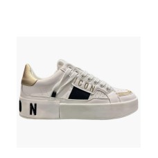 ICON SNEAKER TOTAL WHITE E GOLD CON LOGO LETTERING 