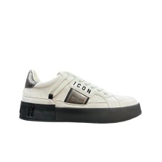 ICON SNEAKER WHITE CON LOGO LETTERING BLACK