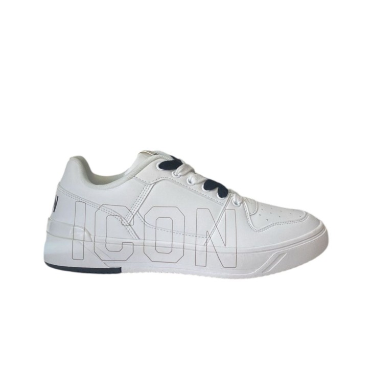 ICON SNEAKER IN LEATHER WHITE CON MAXI LOGO LETTERING ICON 