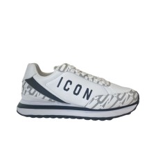 ICON SNEAKER IN LEATHER WHITE CON LOGO LETTERNG 