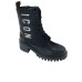 ICON STIVALETTO IN PELLE E TESSUTO BLACK CON PATCH CON LOGO LETTERING 