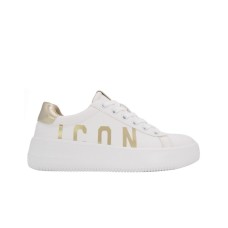 ICON SNEAKER WHITE DA DONNA CON MAXI LOGO LETTERING GOLD 